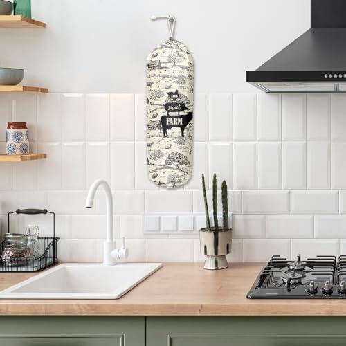 Grocery Bag Holder and Dispenser Cow Rooster Pig Plastic Bags Organizer | Garbage Shopping Trash Bags Storage for Kitchen Farmhouse Home Decor Gifts for Women Mom Grandma