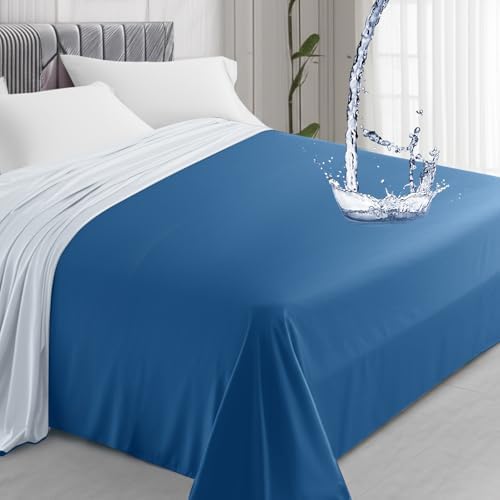 Tisancy Waterproof Blanket Queen Size, Sky Blue TPU Polyester 78'' x 82'' Water Proof and Stain Resistant Mattress Protector Mat for Bed, Leakproof Protective Pet Mat