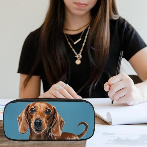 Dachshund Weiner Pet Dog Pencil Case Portable Pencil Pouch Pen Bag Pencil Bag Makeup Bag Storage Bag Pencil Box Cosmetic Bag for Women Men Office