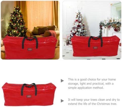 Sewroro Large Capacity Christmas Tree Storage Bag with Moisture Resistance and Sturdy Pet Non-woven Fabric, Red Tree Storage Pouch with Zipper and Carry Handles for Holiday Organization