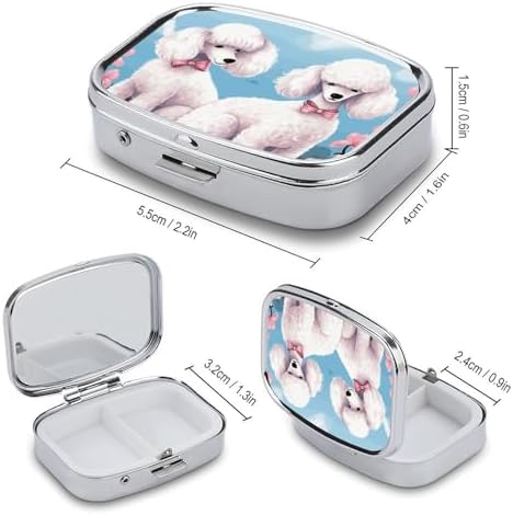 Pill Organizer, Portable Pill Box, Travel 7 Day Pillcase Poodles Dogs Medicine Organizer 2 Compartments Medicine Container for Vitamins, Medications, Fish Oil and Supplements