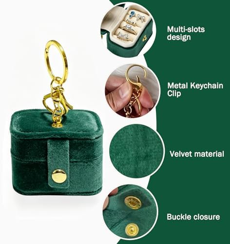 Velvet Dog Collar Ring Bearer Box with Clip-Peacock Green