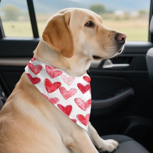 Howilath Pink Heart Pet Bandana, Perfect for Valentine's, Date Night or Anniversary, Dog Scarf for Small Medium Large Breeds