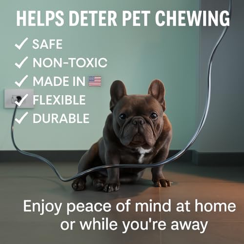 PetCords XL 20 FT Heavy Duty, Extra Strength Dog and Cat Cord Protector- Protects Your Pets from Chewing Through Insulated Cables for Tough chewers - Unscented, Odorless, Clear 20 FEET