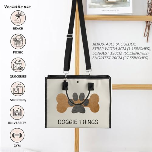 FOTAP Dog Lover Shopping Bag - Owner Tote for Toys, Park, and Doggie Things - Gift (DOGGIE THING LT)