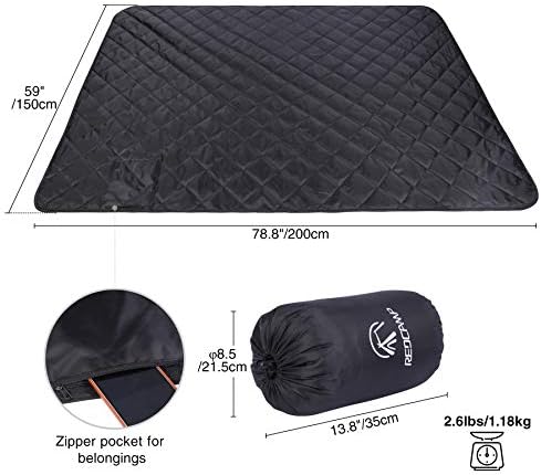 REDCAMP Large Camping Blanket with Sherpa Lining, Black 79"x59" | Cold Weather Warm Thick Outdoor Blanket Comfy Foldable & Windproof for Camping Stadium,Car,Picnics,Pet,Trip,Machine Washable