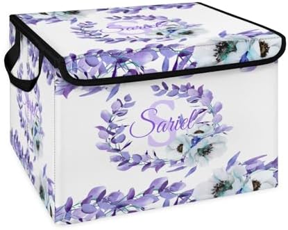 Leaf Storage Bin with Lid Personalized Storage Baskets for Organizing Foldable Closet Organizers with Handles,Cute Basket for Boys Girls for Clothes Blanket Pet Dog Toy Basket Storage (1 Pack)
