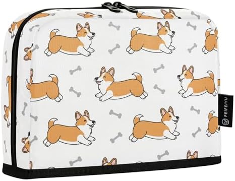 Emelivor Cute Pets Dogs White Print Large Capacity Pencil Case Stand Up Pencil Pouch for School Office Aesthetic Pen Organizer Bag with Pockets Portable Stationery Bag for Adults Kids Teens