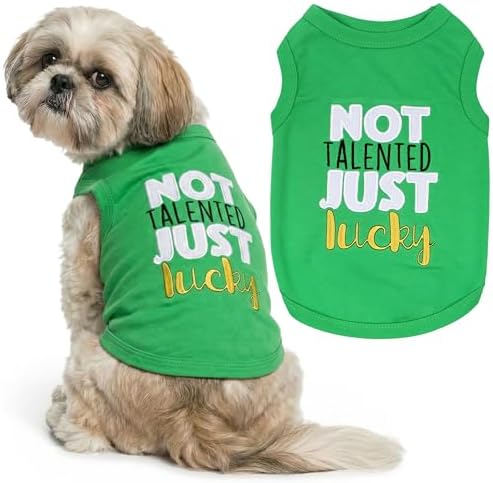 Parisian Pet Dog Shirt – 100% Cotton Green Shirts for Medium Dogs – Sleeveless Puppy Vest – Lightweight and Breathable Funny Pet Apparel – St. Patrick’s Day Dog Clothes - Stretchy T Shirts for Dogs