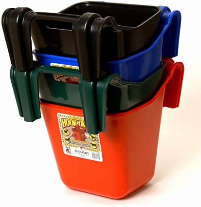 Little Giant® Plastic Hook Over Feeder | Mountable Livestock & Pet Feed Bucket | Horse Feed Bucket | Made in USA | 12 Quarts | Green