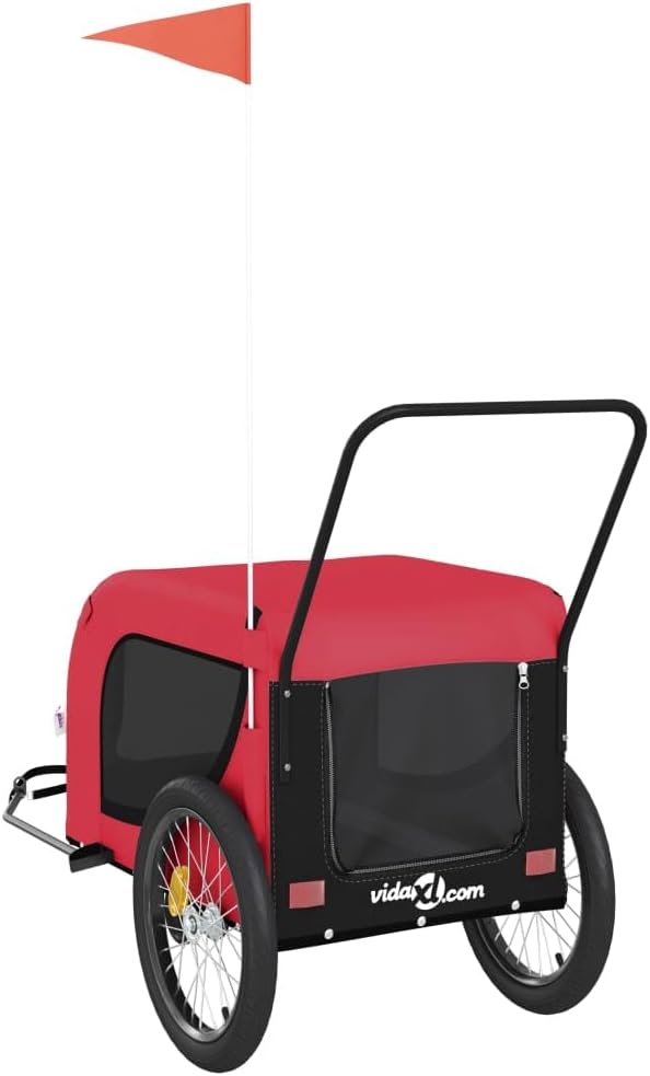 Pet Bike Trailer for Small Dogs, Foldable Bicycle Cargo Trailer with Mesh Windows and Reflectors, Sturdy Iron Frame Oxford Fabric Carrier, 49.2 x 24.8 x 26.0 in