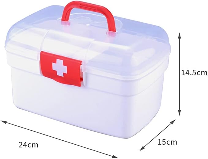 Eforcase Storage Organizer - Medicine Box Plastic First Aid Box Empty - Family Emergency Kit Medication Storage Organizer with Handle Medicine Cabinet Storage Pill Case Durable Organizer Box Bins