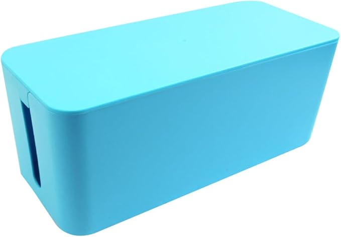 balacoo Plastic Power Strip Management Box with Cover for Cable Organizer and Electronic Items Protection, Blue, Size S, for Office and Study Use