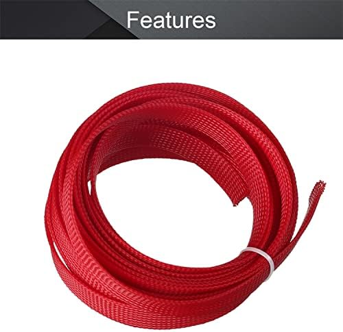 Othmro 5m/16.4ft PET Expandable Braid Cable Sleeving Flexible Wire Mesh Sleeve Red,Non-Split for Power Cord Audio Video Cables Protecting from Pets Chewing