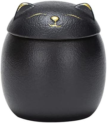 Angoily Ceramic Jar, 5.5Oz Cat Treat Canister with Airtight Lid, Japanese Lucky Cat Maneki Tea Container for Coffee Candy Chocolate Sugar Spices Bulk Candy, Kitchen Countertop Food Storage Jar