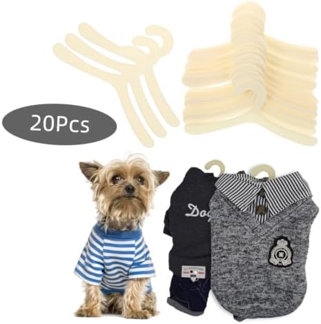 Happyyami 20pcs Pet Clothes Hangers Compact Dog Apparel Rack Lightweight and Sturdy Storage for Organizing Pet Costumes Plastic Clothes Hangers for Dogs