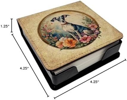 Caroline's Treasures Italian Greyhound and Flowers PU Leather Note Paper Holder with Artist-Designed Cover, Desk Accessory, Office Gift