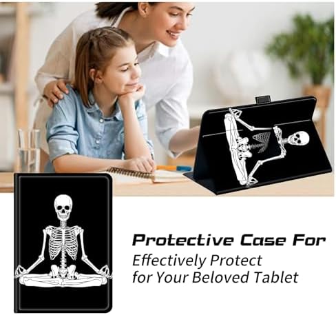 Universal Tablet Case for T-Mobile Revvl Tab 2 10.1" 2025/Revvl Tab 5G 10.36" 2023, 360 Degree Rotating Kickstand Protective Stand PU Leather Shell Cover for 9"-10.5", Sitting Skull
