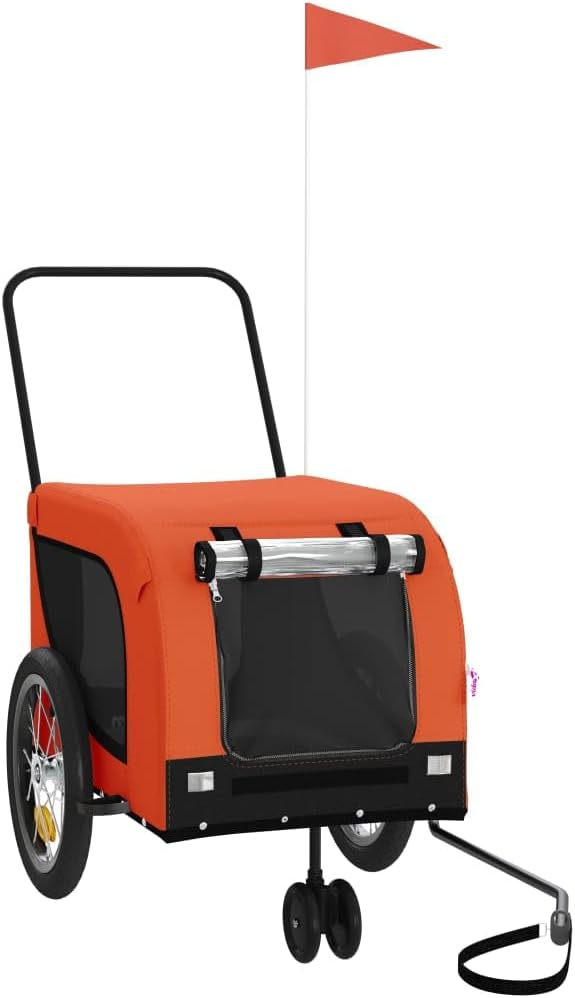 Pet Bike Trailer for Small Dogs and Cats, Oxford Fabric Cargo Cart with Iron Frame, Foldable Pet Stroller for Cycling Travel