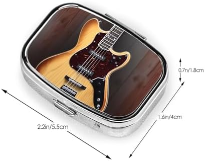 Guitar Musical Instrument Pill Box 2 Compartment Medicine Pill Organizer Square Pill Case for Purse & Pocket Travel Pillbox Portable Metal Medicine Vitamin Fish Oil Organizer Unique Gift