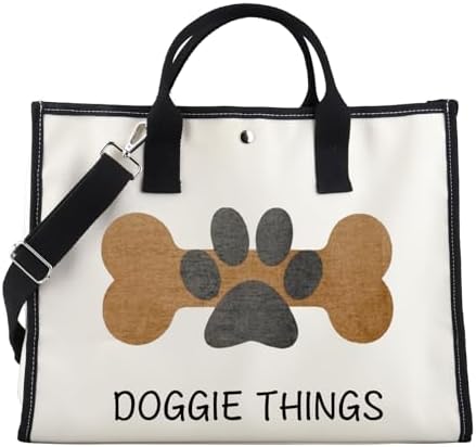 FOTAP Dog Lover Shopping Bag - Owner Tote for Toys, Park, and Doggie Things - Gift (DOGGIE THING LT)