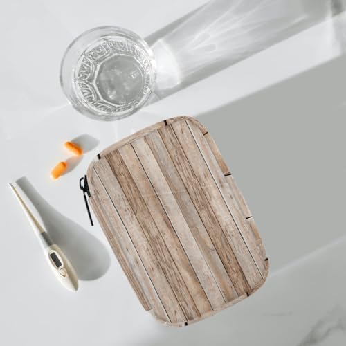 Pill Organizer Box Retro Wood Board Wood Grain 7-Day Weekly Medicine Pill Case Travel Pill Container Portable Pill Holder Storage Purse Bag Small Compact Size for Vitamin Supplement Birth Control