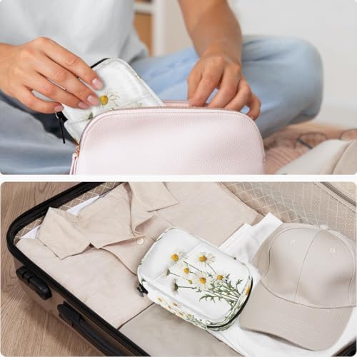 Pill Organizer Box Daisy Spring Flower 7-Day Weekly Medicine Pill Case Travel Pill Container Portable Pill Holder Storage Purse Bag Small Compact Size for Vitamin Supplement Birth Control