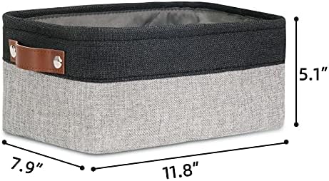 DULLEMELO Small Collapsible Fabric Basket for Organizing, Shelves, Closets, Laundry, Nursery, Decorative Gift Basket (Black&Gray)