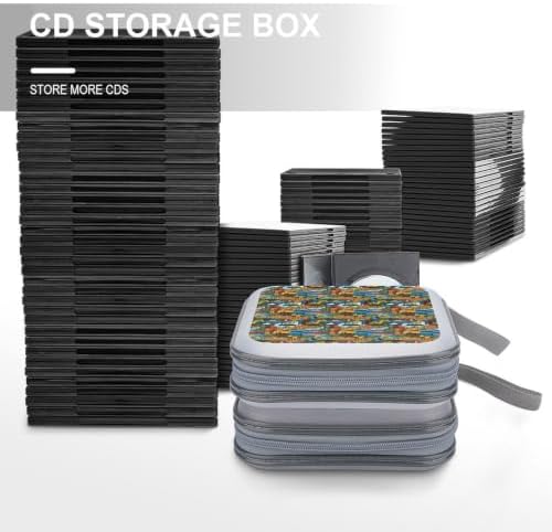 DVD Holder Case Under Construction 40 Capacity Hard Shell CD Organizer Box | Disc Storage Binder Under Construction Protective DVD Organizer Wallet for Music Movie Game