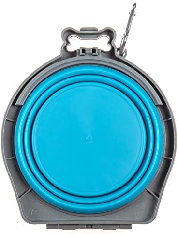 Loving Pets Bella Roma Double Diner Collapsible Dog Bowls - Silicone Dog Bowls, Foldable Bowl, Puppy Essentials & Hiking Pet Supplies Great for Home & Travel (Blue, Small)