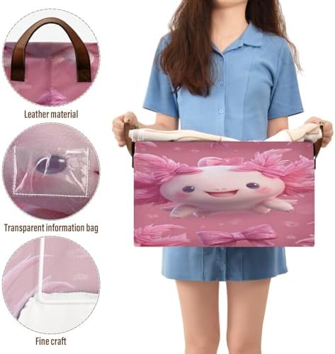 Axolotl Bows Kawaii Storage Bins Under Bed Cute Pets Foldable Storage Basket with Handles Collapsible Box Organizer with Metal Frame for Closet Cabinet 2PCS