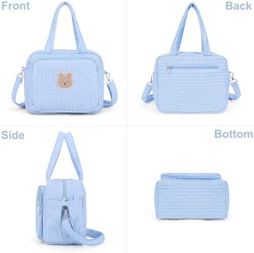 Lushandy Baby Diaper Bag Tote, Mom Bag Crossbody Diaper Bags Baby Travel Bags for Girl Pañaleras Para Bebe (Blue, Small)
