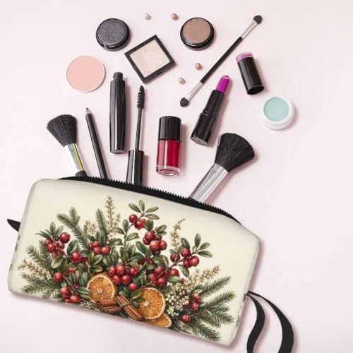 Cranberry Small Makeup Bag, 600D Oxford Cosmetic Pouch for Women | Cranberry Cosmetic Bag, Double-Sided Printed Toiletry Pouch with Foam Padding for Women, Travel, Gym, Weekend and Daily Use