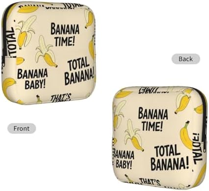 Compact Portable Period Bag Yellow Banana, Polyester Sanitary Napkin Organizer with Zipper, Great Gift for Women Daily Outdoor
