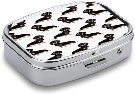 Square Pill Organizer Small Pill Box Dachshund Weiner Pet Dogs Pill Case for Pocket Purse Travel Pill Container Daily Portable Medicine Vitamin Container for Vitamins Fish Oil and Supplements