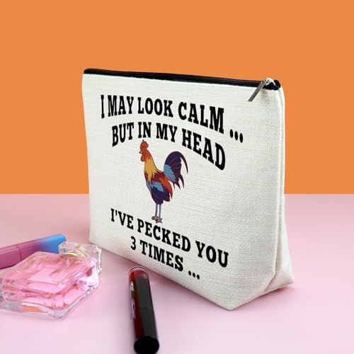 Chicken Lover Gifts Makeup Bag Funny Gifts for Women Farm Enthusiasts Sarcastic Present Chicken Rooster Gift for Farmer Cosmetic Bag with Zipper Chickens Themed Gift for Female Coworker Travel Pouch