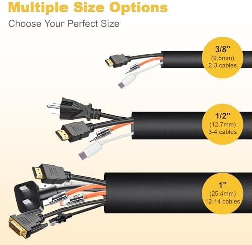 Cord Protectors from Pets no Chew, 1/2Inch 10ft Wire Protectors for Pets, Cord Covers for Pets, Dog and Cat Cord Protector Cable Sleeves Cable Management Black