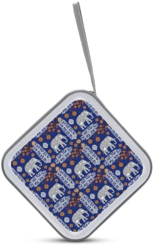 Sturdy DVD Case Boho Elephant CD Holder Organizer Binder 40 Capacity | Disc Wallet Boho Elephant Dustproof, Shockproof, Zipper Closure for Car Home Office