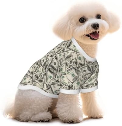 Dollar Bill Play Money Dog Shirt Pet Cotton T-Shirt Soft Dog Clothes