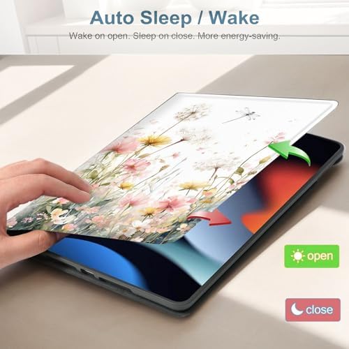 for Samsung Galaxy Tab A8 10.5 Inch 2022 (SM-X200/X205/X207) Tablet Protective Cover with Adjustable Stand and Magnetic Auto Wake/Sleep,Watercolor Flower