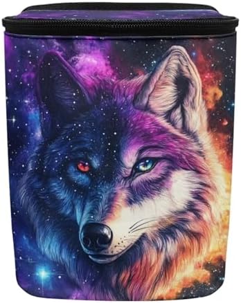 DISNIMO Galaxy Star Wolf Car Trash Can with Lid, Leak Proof Trash Bin Garbage Bag Collapsible Automatic Portable Trash Can, Easy to Clean, Used in Car Home Office