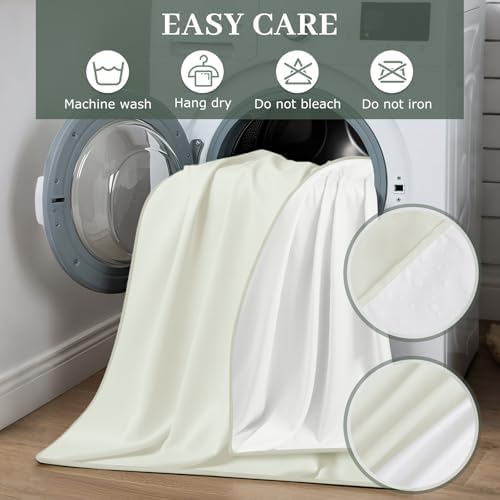 Tisancy Waterproof Bed Blanket Queen Size 78'' x 82'' White Polyester, TPU Waterproof Film Mattress Protector Mat with Storage Bag for Bed Cover
