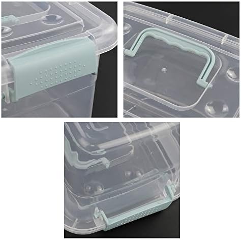 Sandmovie Clear Storage Latch Bin, Plastic Storage Container Box with Lid and Handle, 6 Packs