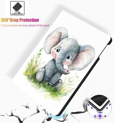 for Microsoft Surface Pro X/Pro X Plus-13 2019/2020/2021/2024 Tablet Case,Auto Wake/Sleep,Adjustable Stand Protective Cover - Cute Elephant