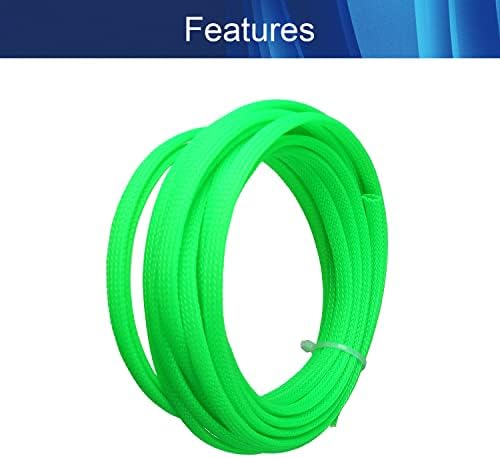 Jutagoss PET Expandable Braided Cable Sleeve, 16.4ft - 1/4 inch Fluorescent Green Cable Management Sleeve, Wire Loom Tube Cord Protector for USB Cable, Power Cord, Audio Video and More, 1Pc
