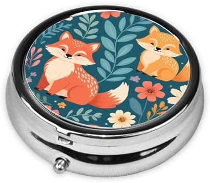 Cute Floral Animal Pattern Printed Pill Organizer,Round Travel Pill Organizer Mini Medicine Pill Box for Purse Iron Plating