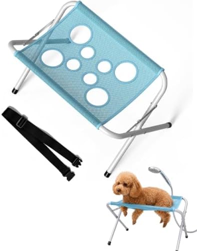 Foldable Pet Bathing Stand Portable Dog Shower Grooming Rack | With 8 Leg Openings 44 LBS Capacity Pet Grooming Hammock and Stand for Small Dogs and Cats, Bathing, Nail Trimming and Daily