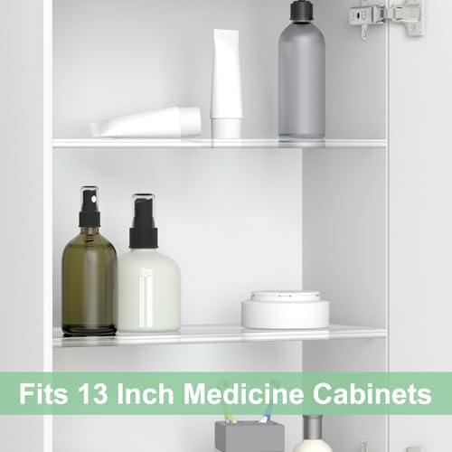 DERTE 4 Pack 13 Inch Acrylic Clear Medicine Cabinet Shelves 1/4 Inch Thick | Medicine Replacement Shelf for Wall Mounted and Hanging Cabinets Kitchen Living Room Bathroom