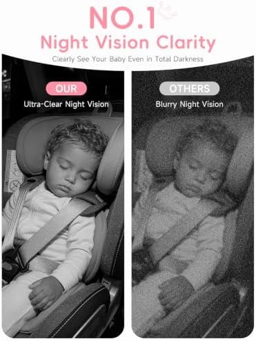 S100C Pink Baby Car Camera USB Powered, Crystal Clear Auto IR Night Vision in Total Dark, Adjust Brightness & 1080P 5" IPS Monitor, 3X Zoom & 360 Rotating Backseat/Carseat Camera for Car Baby Monitor