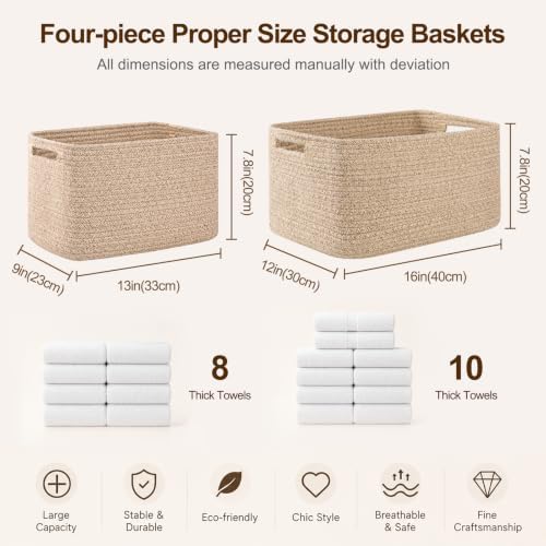 OIAHOMY 4 Pack Storage Baskets for Organizing 15L Cube Storage Bins Grey